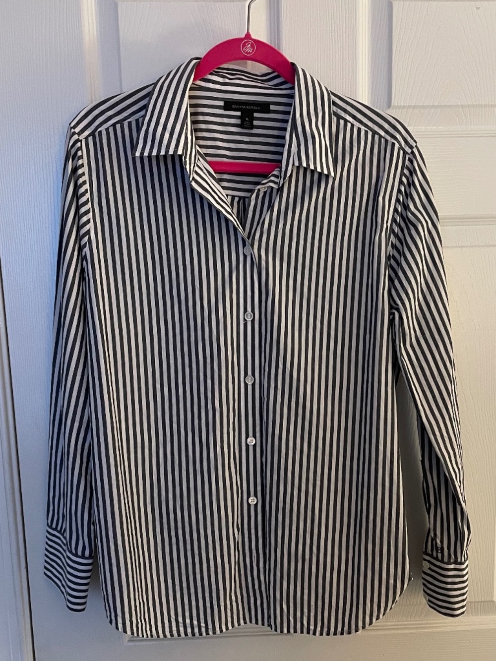 Banana Republic Gray Striped Button Down Women's Size XL